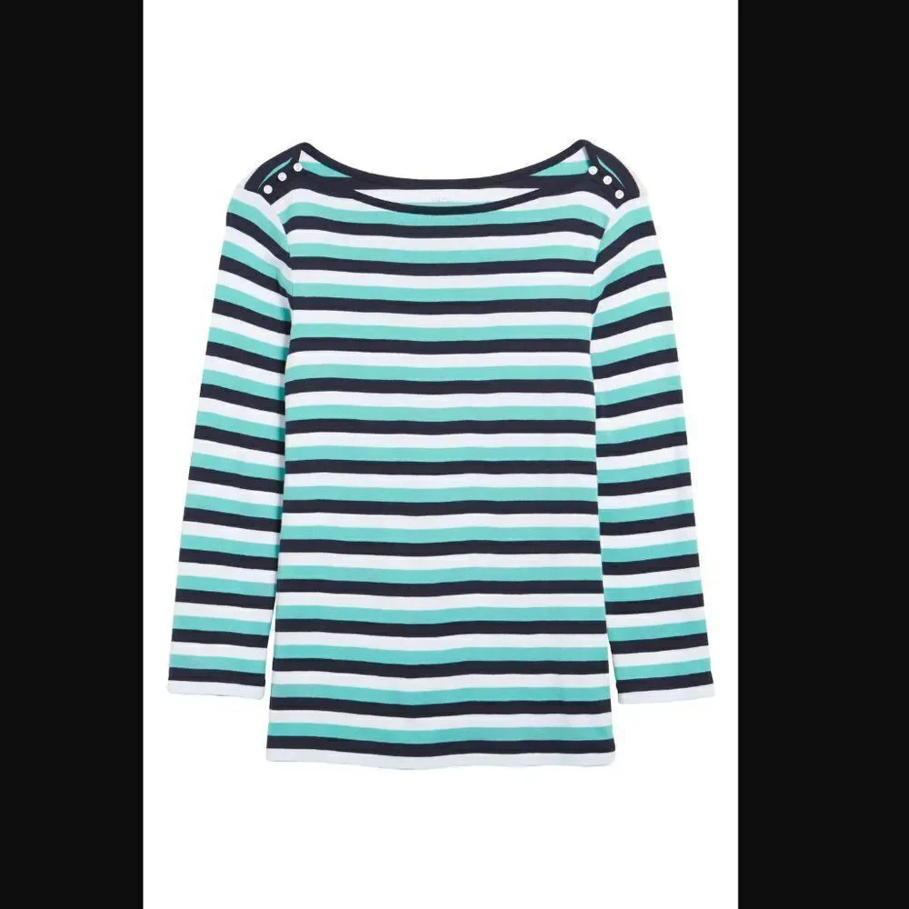 Girl's‎ 1901 Navy & Green Striped Top Size Small
